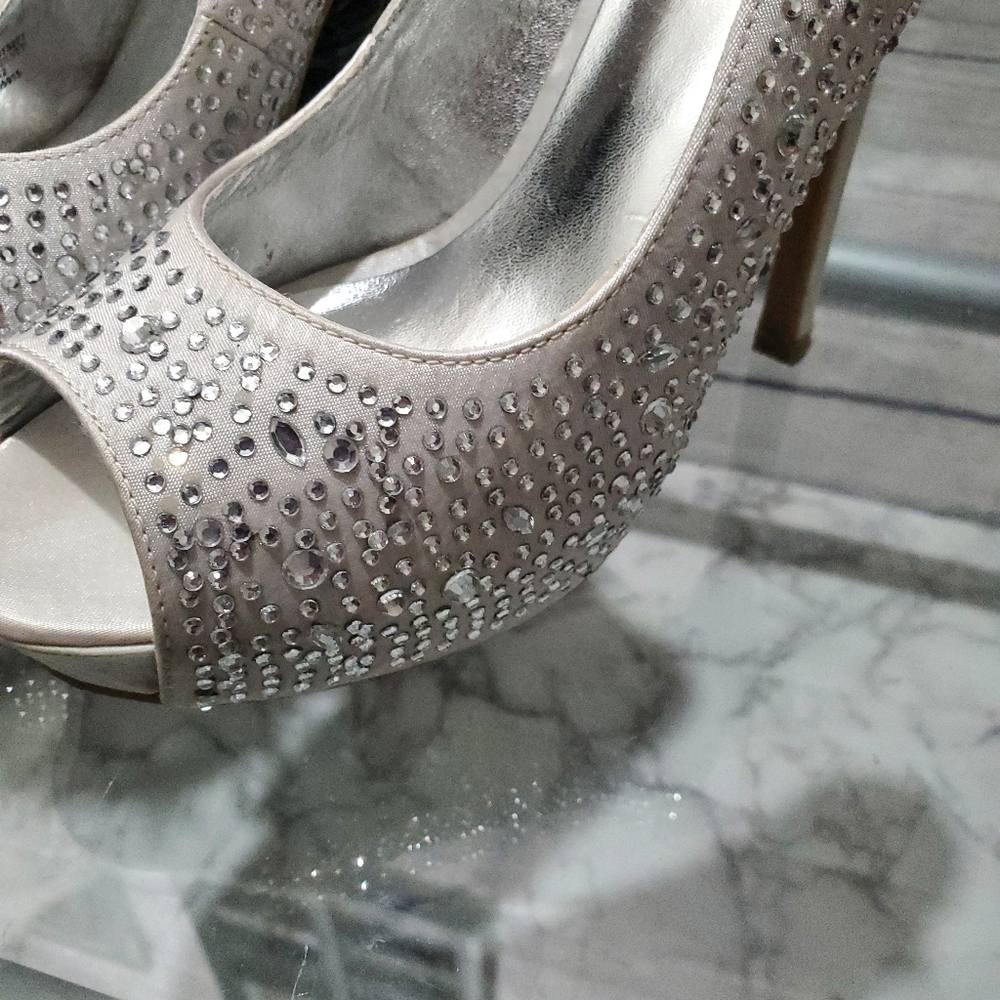 Candies Silver Rhinestone Heels - Picture 5 of 12